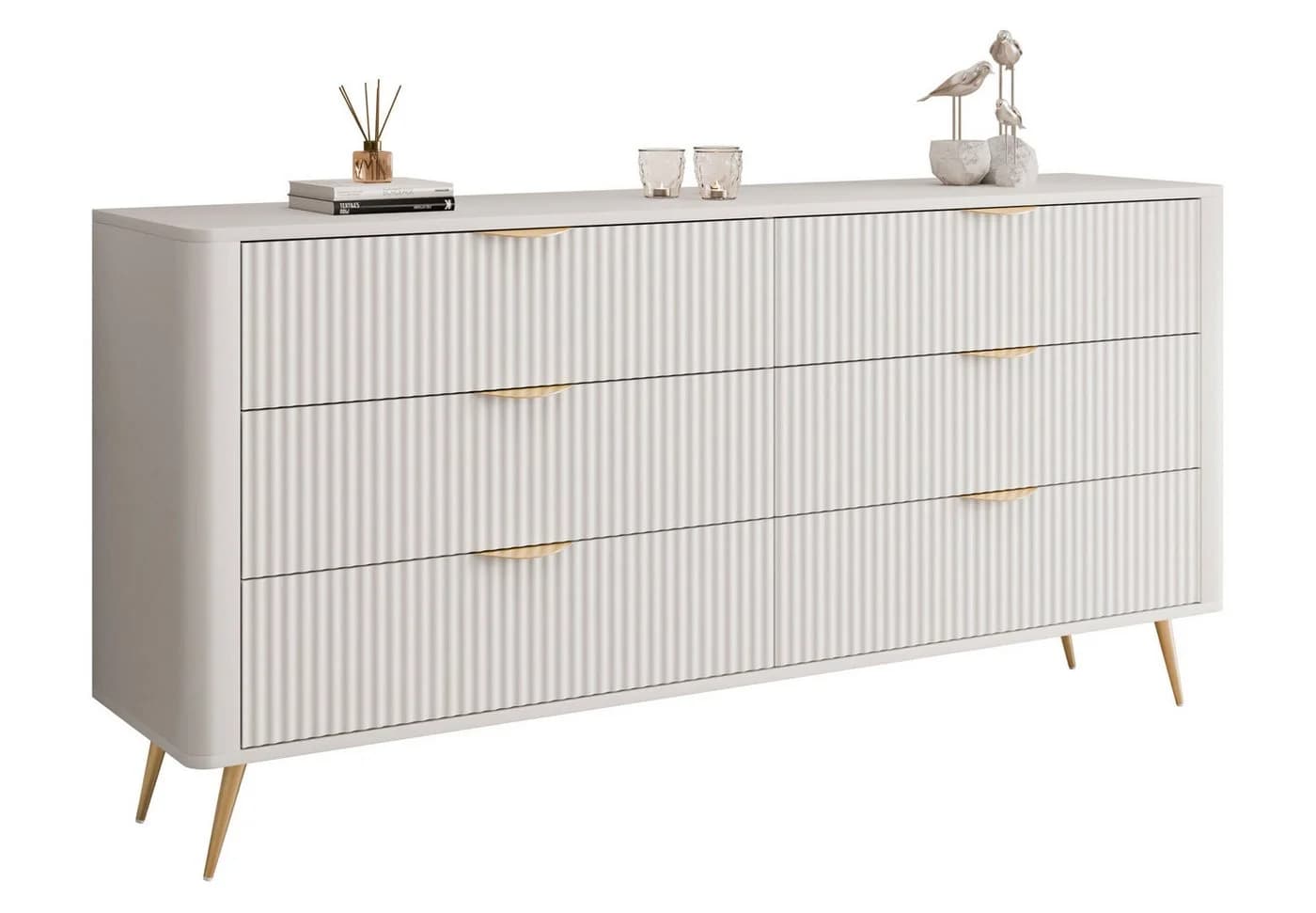 Lookway Kommode SCARLETT 6S Beige Gold Metallgriffe - Bild 2