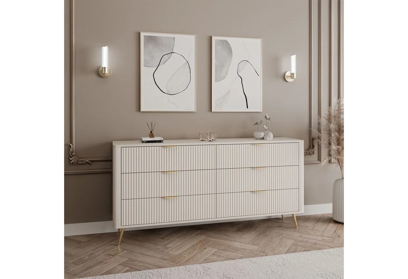 Lookway Kommode SCARLETT 6S Beige Gold Metallgriffe - Bild 3