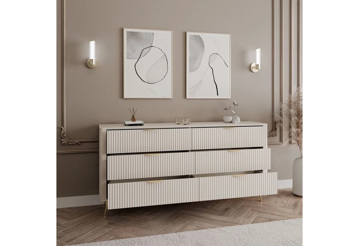 Lookway Kommode SCARLETT 6S Beige Gold Metallgriffe - Bild 4