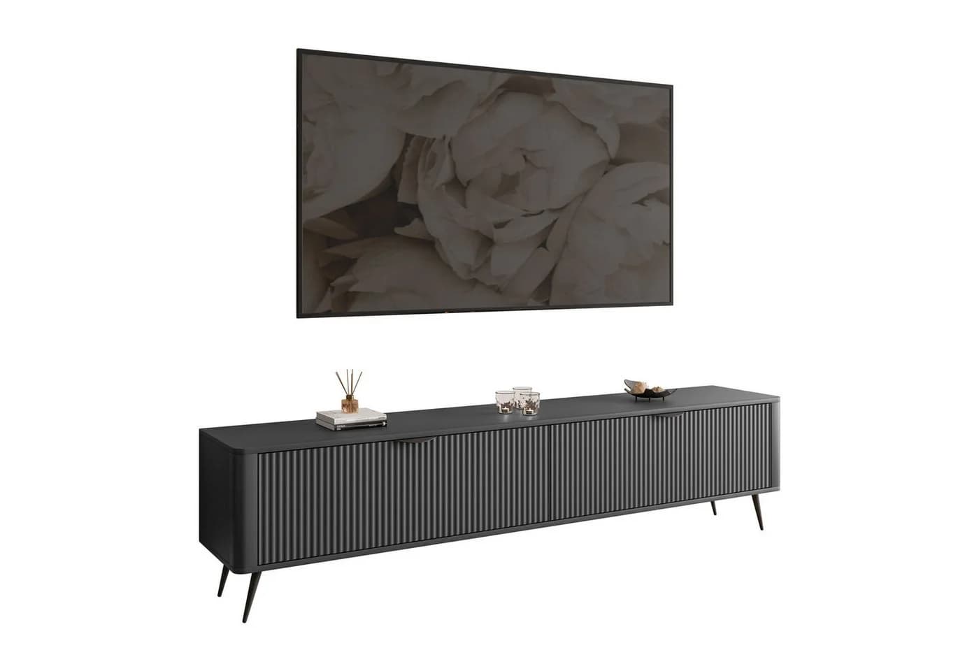 Lookway TV-Schrank SCARLETT 2D Schwarz Gold Metallbeine - Bild 2