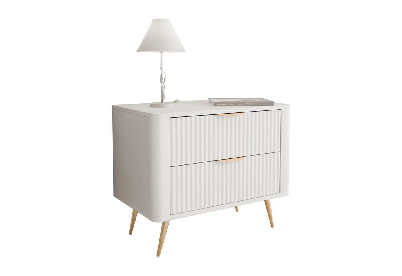 Lookway Nachttisch SCARLETT 2S Beige Gold mit Schubladen - Bild 2