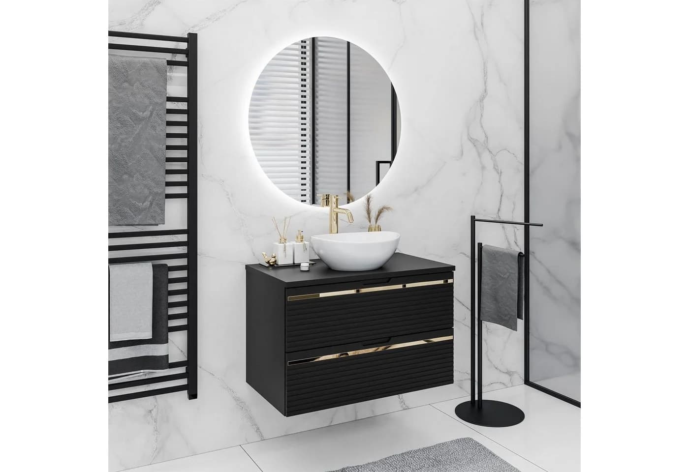 Lookway Badmöbel-Set ARTEMIS II 80 cm mit LED-Spiegel und Soft-Close - Bild 4