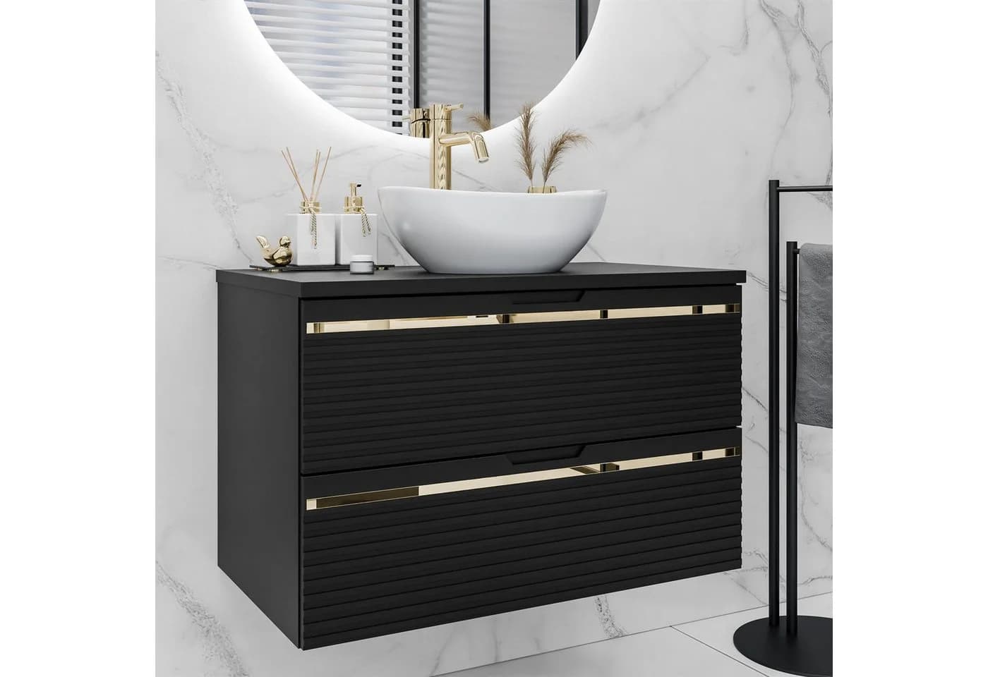 Lookway Badmöbel-Set ARTEMIS II 80 cm mit LED-Spiegel und Soft-Close - Bild 5