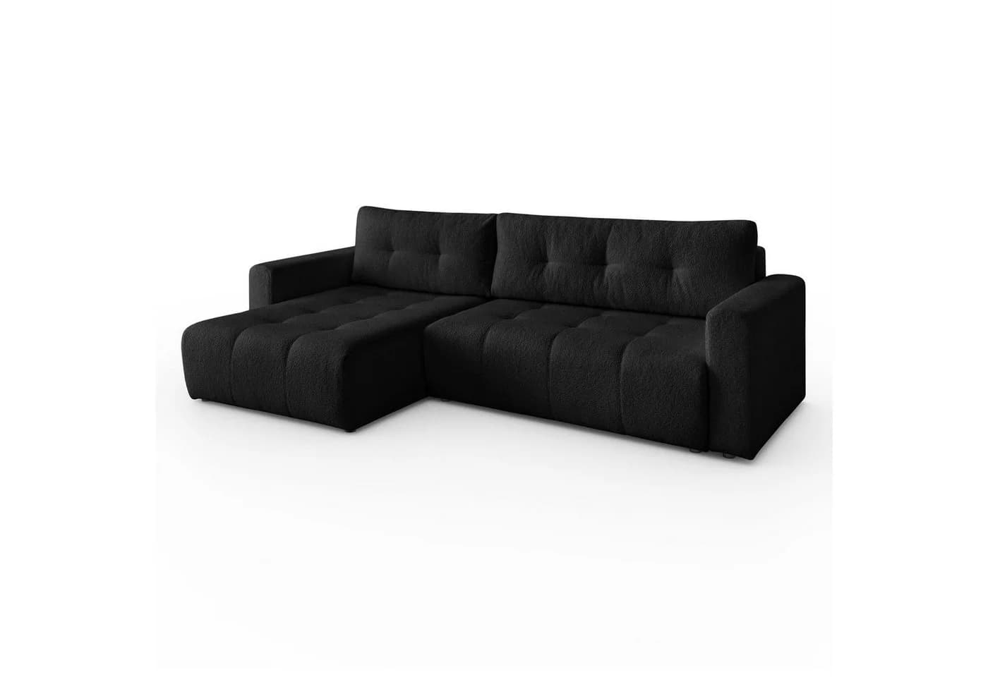 Lookway Ecksofa ASTON L-Form Schwarz mit Bettkasten und Schlaffunktion - Bild 3