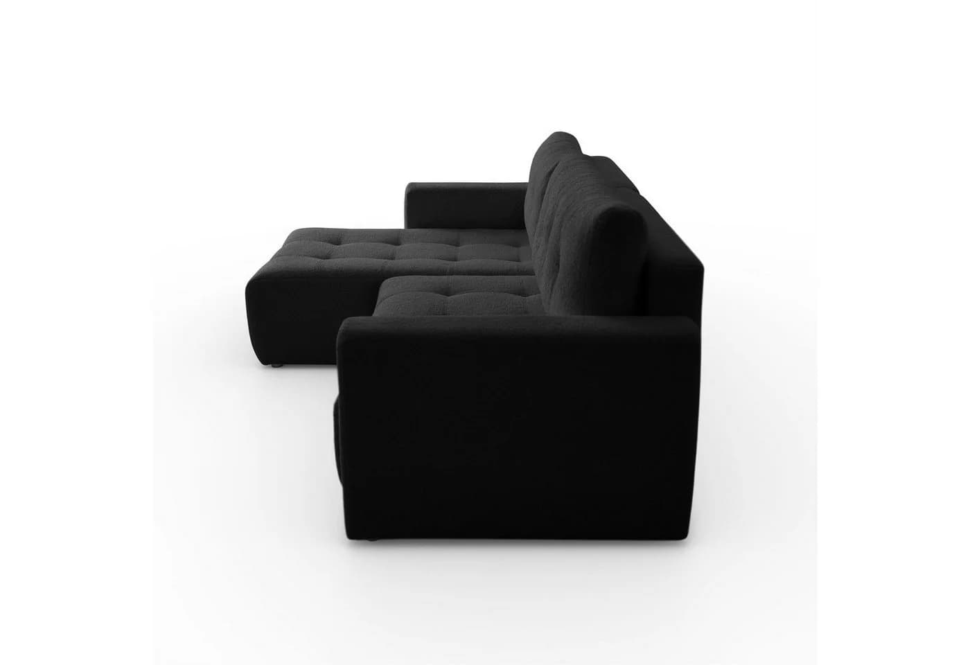 Lookway Ecksofa ASTON L-Form Schwarz mit Bettkasten und Schlaffunktion - Bild 5