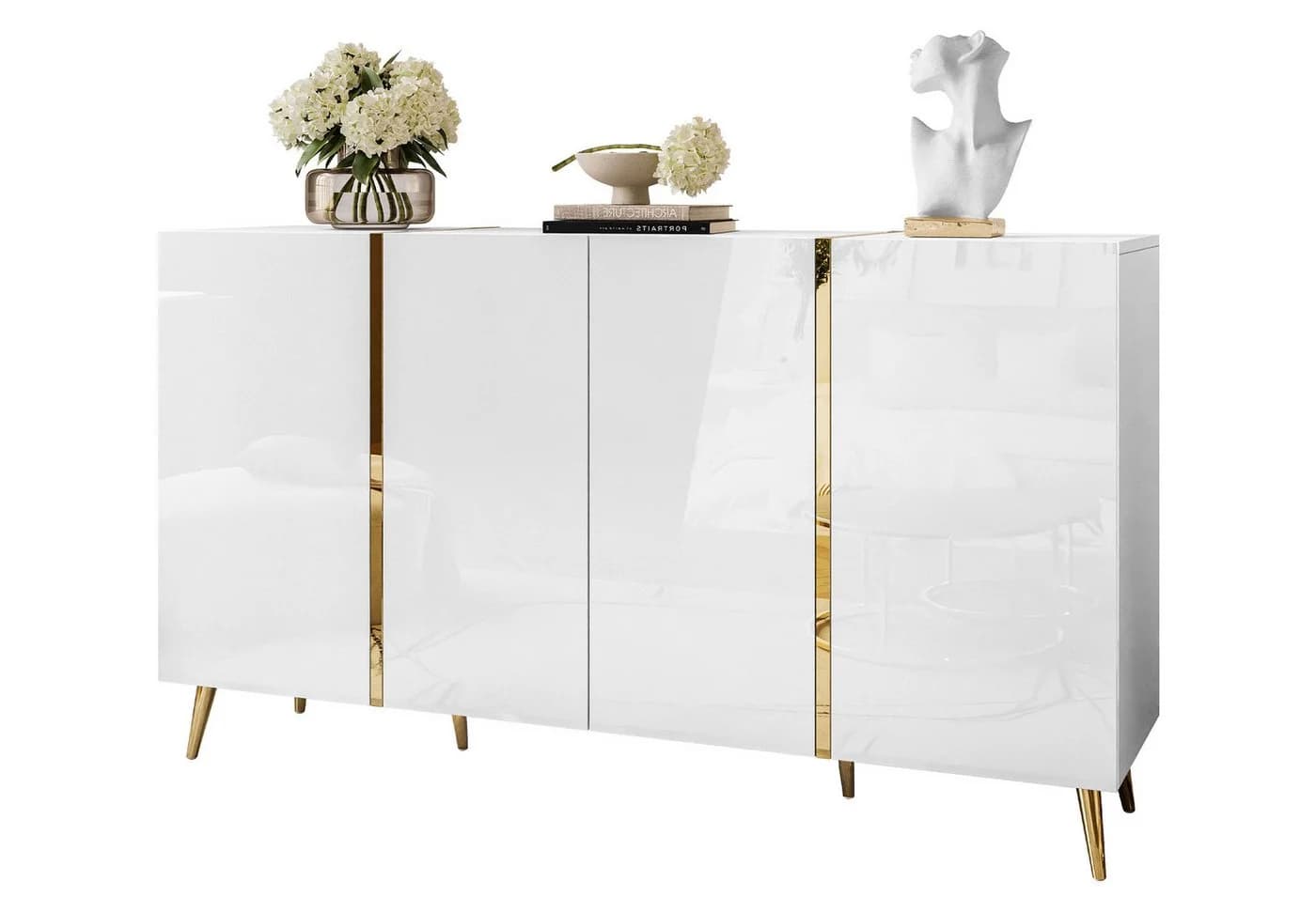 Lookway Kommode ONYX 4D mit goldenen Beinen Weiß/Schwarz - Bild 2
