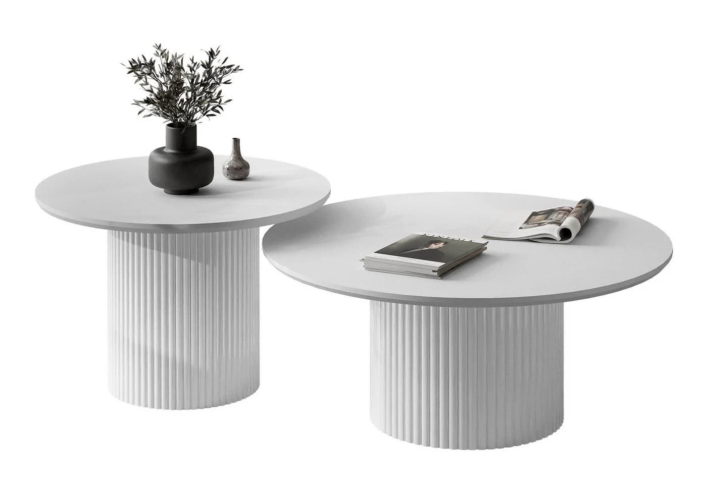 Lookway OVI Couchtisch Set 2-tlg. Weiß PVC-Furnierung Modern - Bild 2