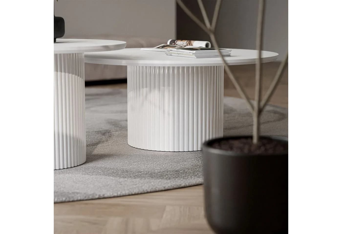 Lookway OVI Couchtisch Set 2-tlg. Weiß PVC-Furnierung Modern - Bild 4