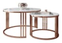 Lookway Couchtisch LORI 2in1 Set Weiß Hochglanz Kupfergestell Bild 2