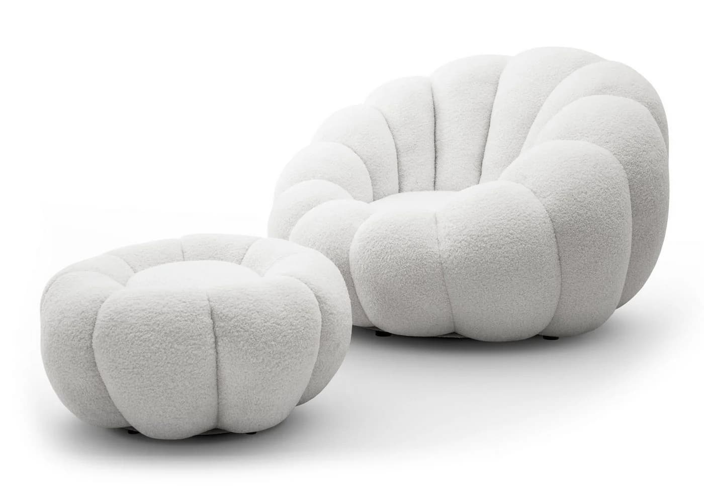 Lookway Drehsessel FLUFFY mit Fußhocker Weiß Modern - Bild 2