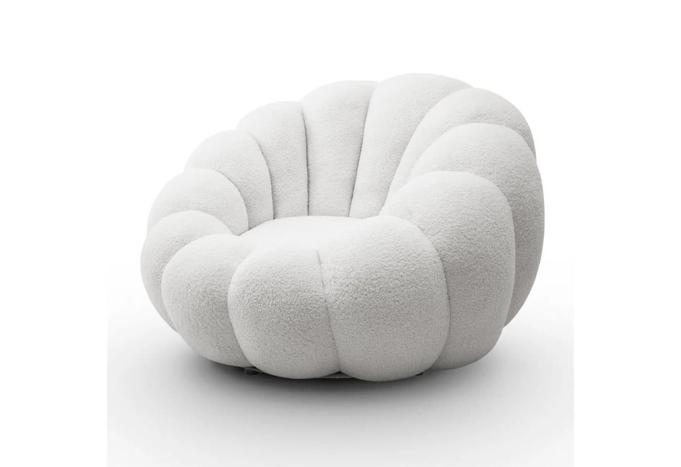 Lookway Drehsessel FLUFFY mit Fußhocker Weiß Modern - Bild 3