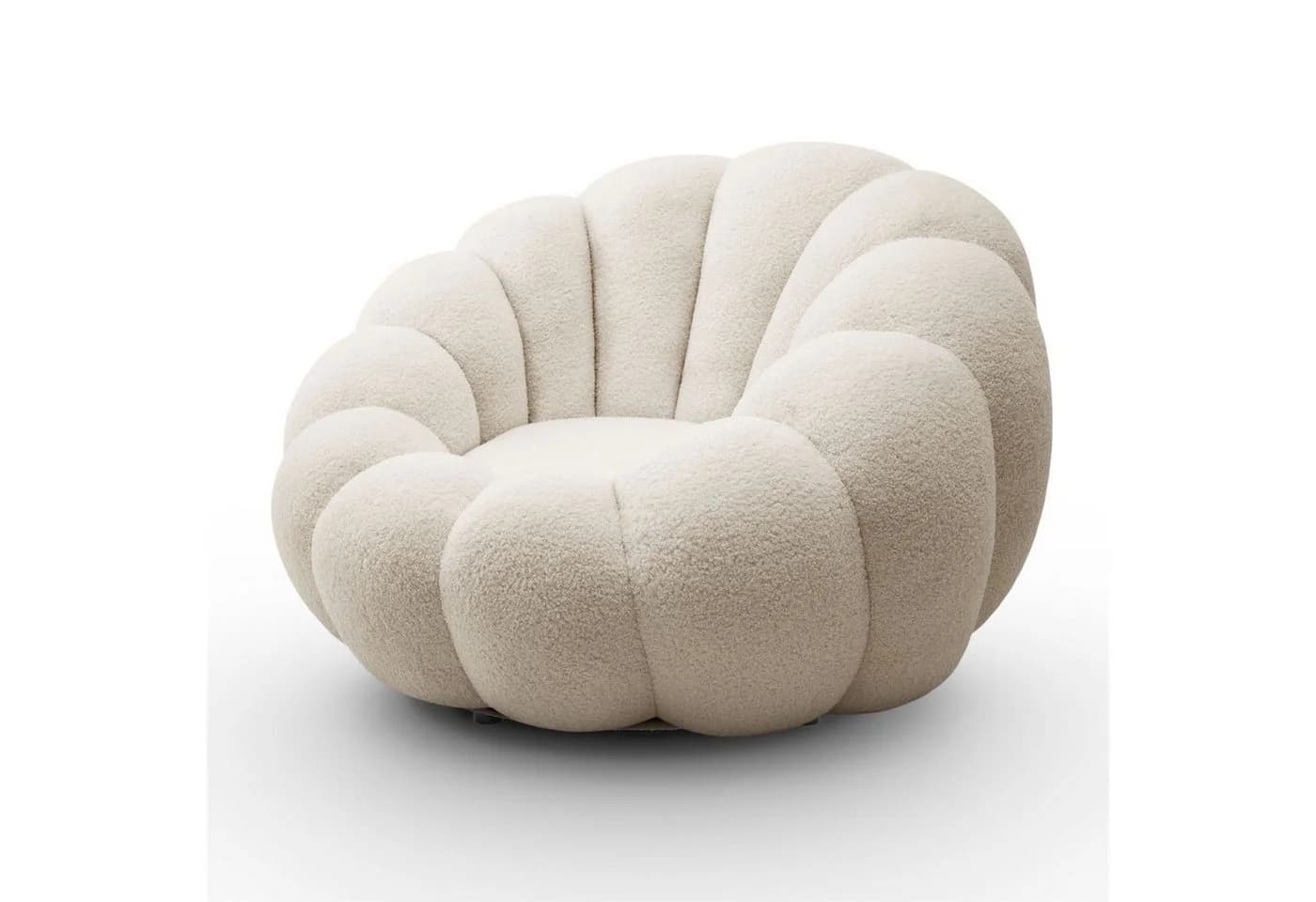 Lookway Drehsessel FLUFFY mit Fußhocker Beige Bouclé - Bild 3