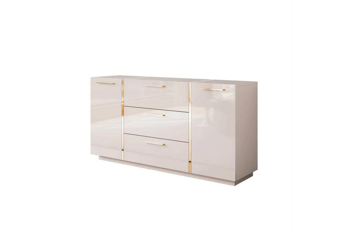 Lookway Kommode ONYX Hochglanz Weiß Gold 158 cm - Bild 4
