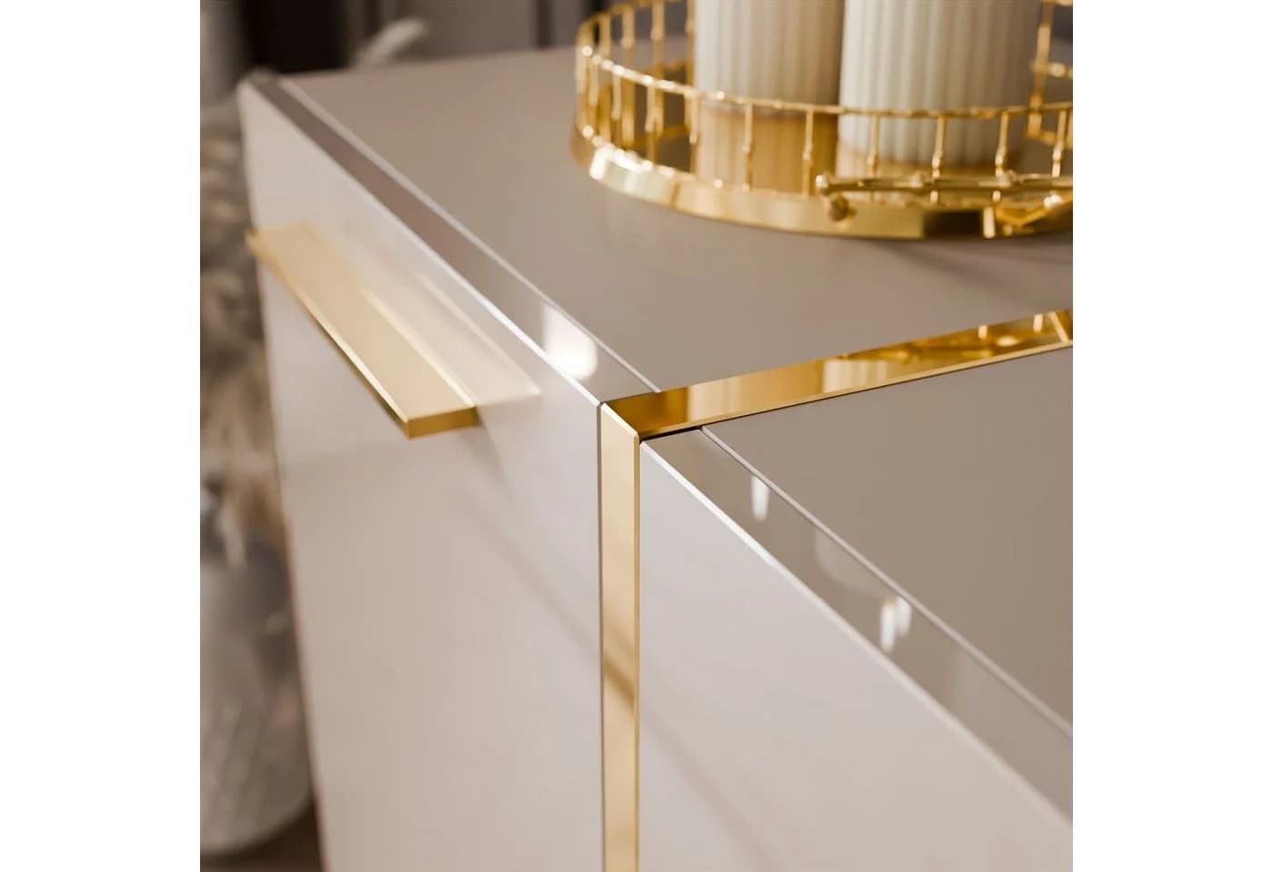 Lookway Kommode ONYX Hochglanz Weiß Gold 158 cm - Bild 5