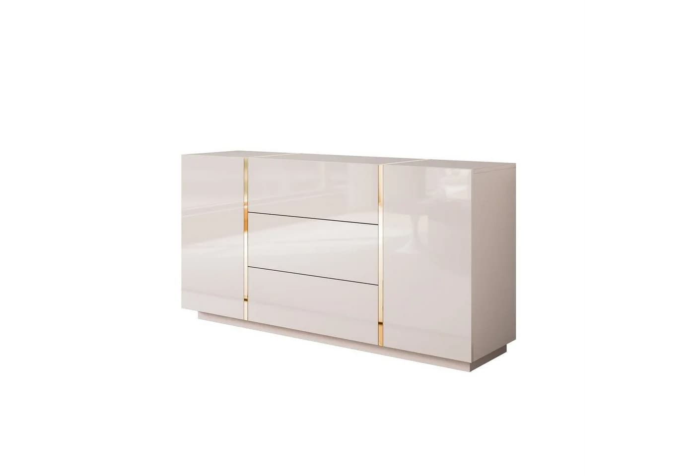 Lookway Kommode ONYX Hochglanz Weiß Gold 158 cm - Bild 4