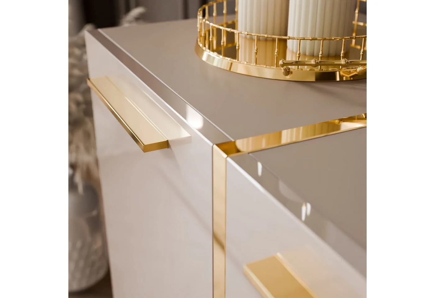 Lookway Kommode ONYX Hochglanz Kaschmir Goldene Beine - Bild 4