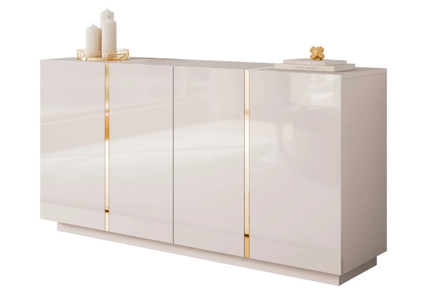 Lookway Kommode ONYX 4D Kaschmir Hochglanz mit goldenen Details - Bild 2