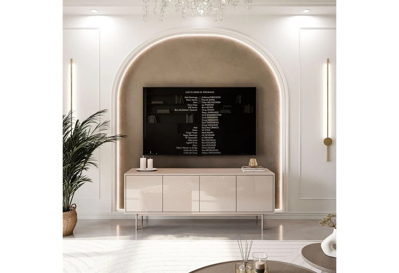 Lookway TV-Schrank SANAYI Kaschmir Hochglanz TV-Lowboard