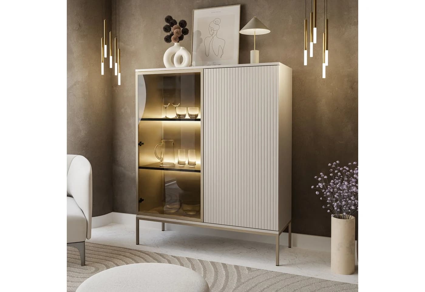 Lookway Vitrine ECLIPSE WT104 Kaschmir LED-Beleuchtung - Bild 4