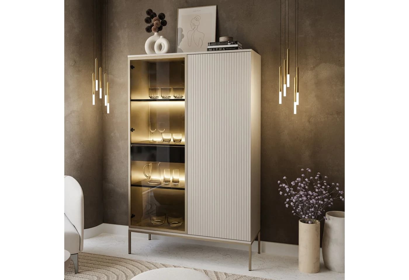 Lookway Vitrine ECLIPSE Kaschmir mit LED-Beleuchtung - Bild 4