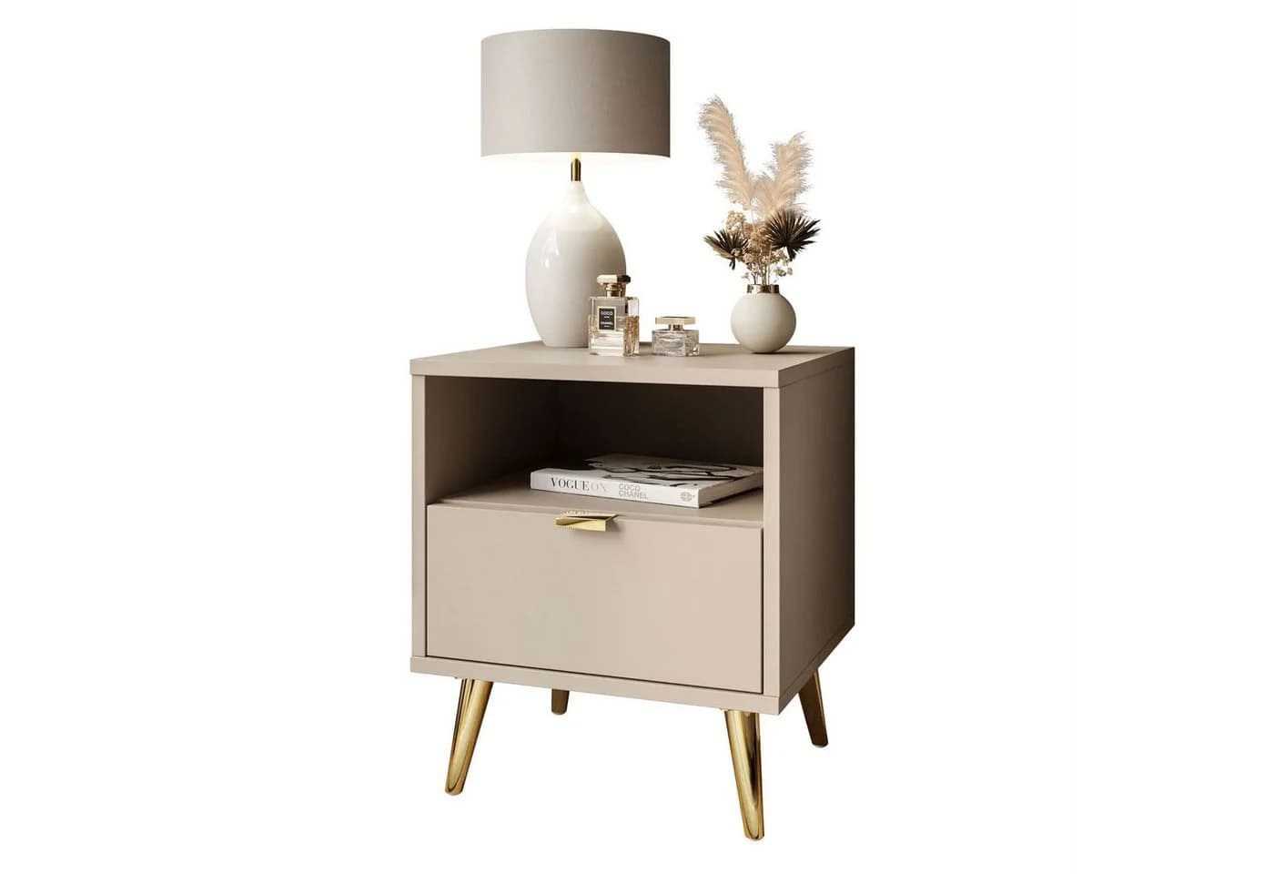 Lookway Nachttisch ALDO mit LED-Beleuchtung Beige Gold - Bild 2