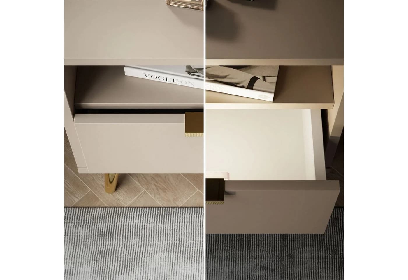 Lookway Nachttisch ALDO mit LED-Beleuchtung Beige Gold - Bild 4