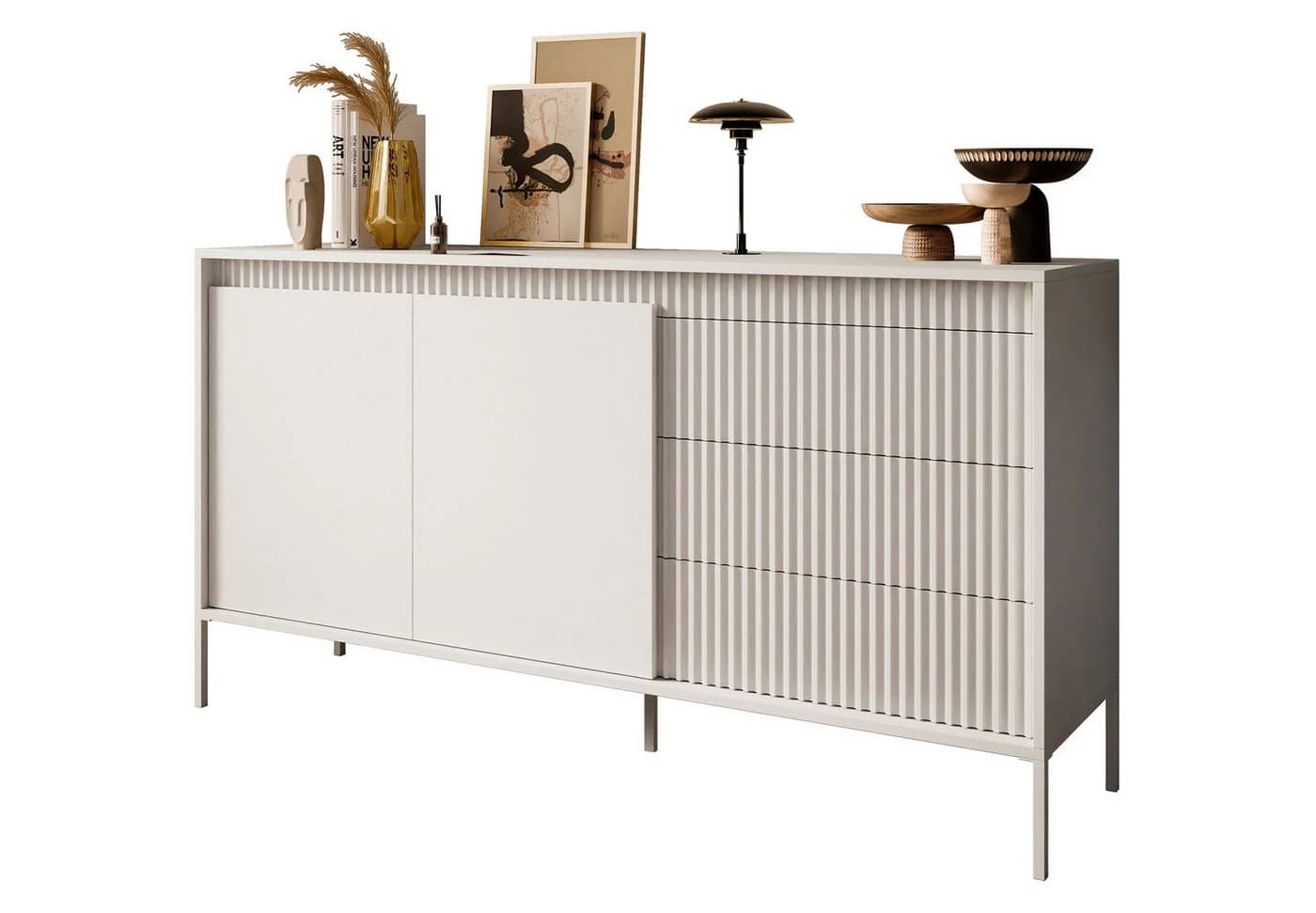 Lookway Kommode YASUMI 2D3S Beige 2 Türen 3 Schubladen Modern - Bild 2
