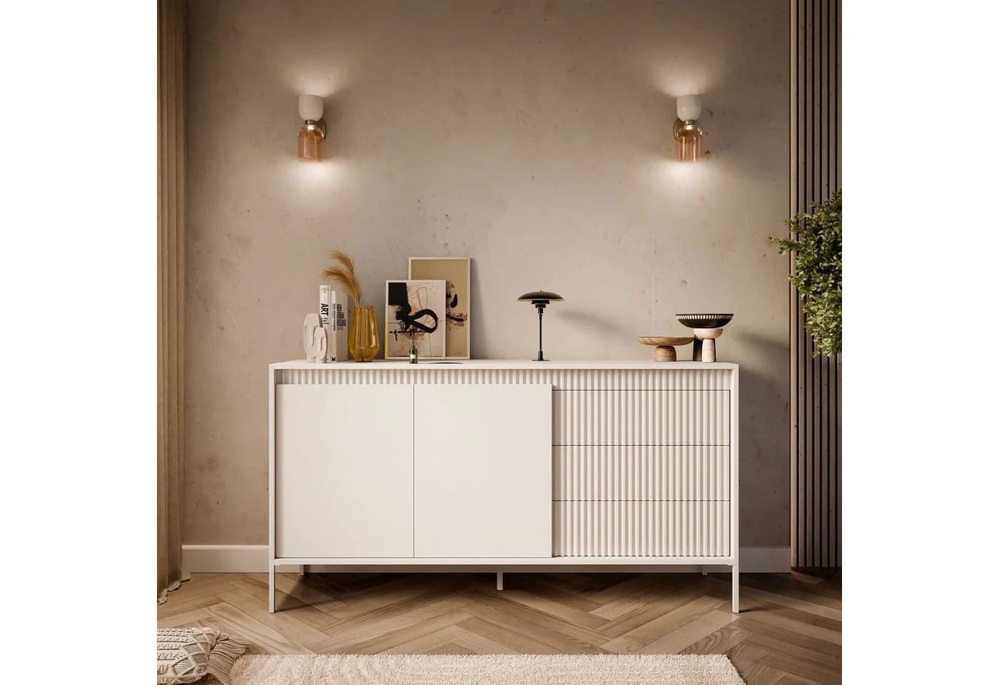 Lookway Kommode YASUMI 2D3S Beige 2 Türen 3 Schubladen Modern - Bild 3