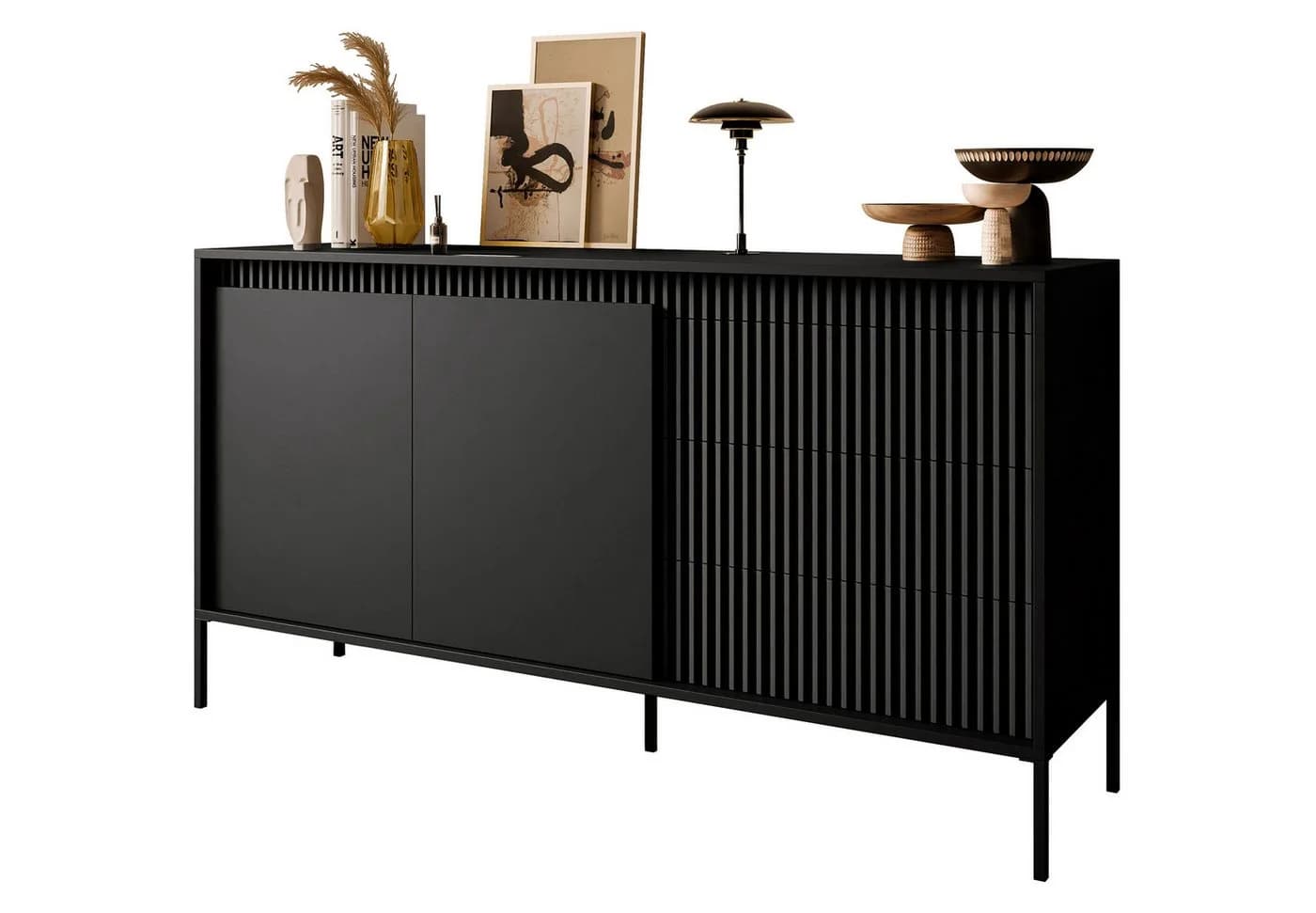 Lookway Kommode YASUMI 2D3S Schwarz mit 2 Türen und 3 Schubladen - Bild 2