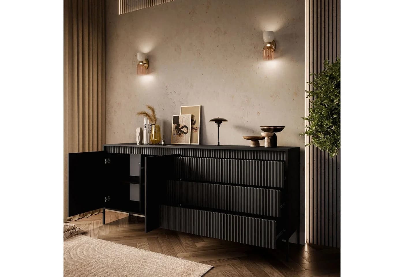 Lookway Kommode YASUMI 2D3S Sideboard mit 2 Türen und 3 Schubladen - Bild 4