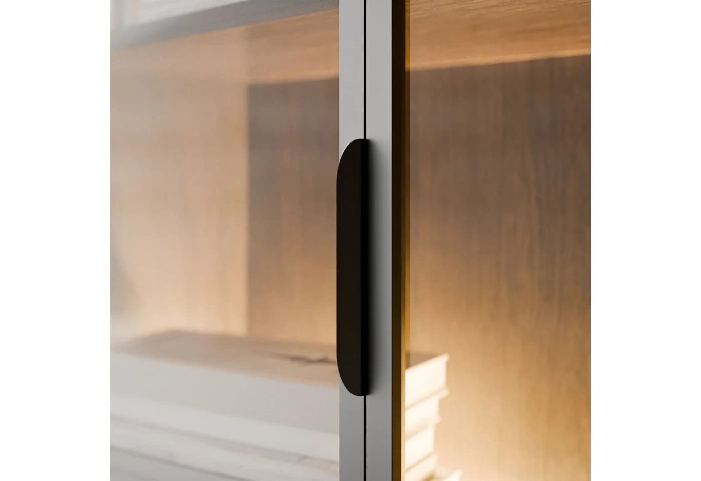 Lookway Glasvitrine LINEA LOFT mit LED-Beleuchtung und Schubladen Braun/Schwarz - Bild 5