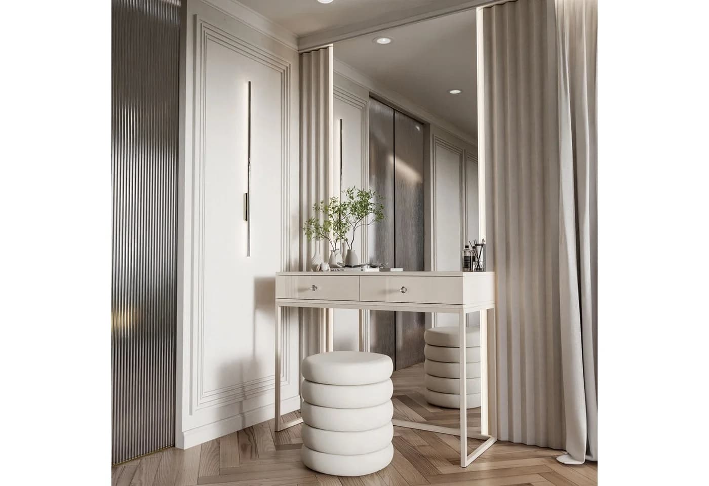 Lookway BLANCO GLAMOUR Konsole Beige Hochglanz mit Schubladen