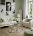 Lookway CIRI 2in1 Couchtisch-Set Glas Chrom ⌀70/50 cm Bild 1
