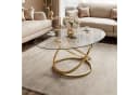 Lookway Couchtisch BELLE Sofatisch mit Glasplatte und goldener Basis Bild 1