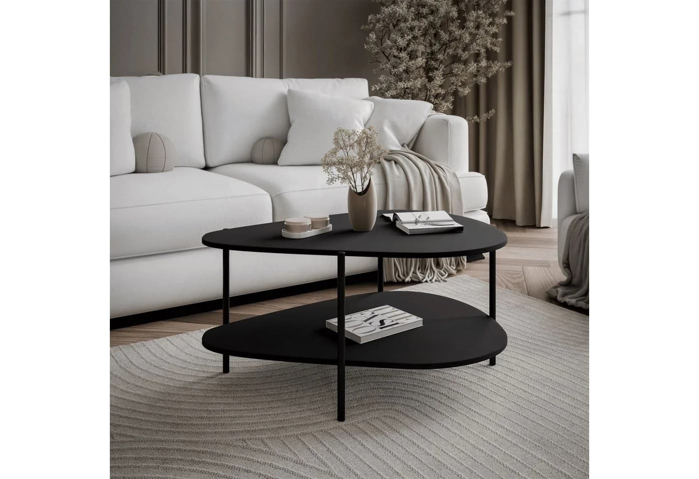 Lookway Couchtisch LUMI mit Ablage 90 cm Breite