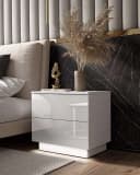 Lookway Nachttisch LINA Push-Open Hochglanz LED Weiß Bild 1