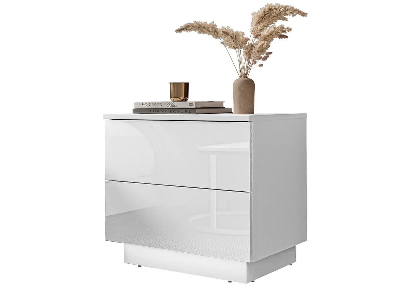 Lookway Nachttisch LINA Push-Open Hochglanz LED Weiß - Bild 2