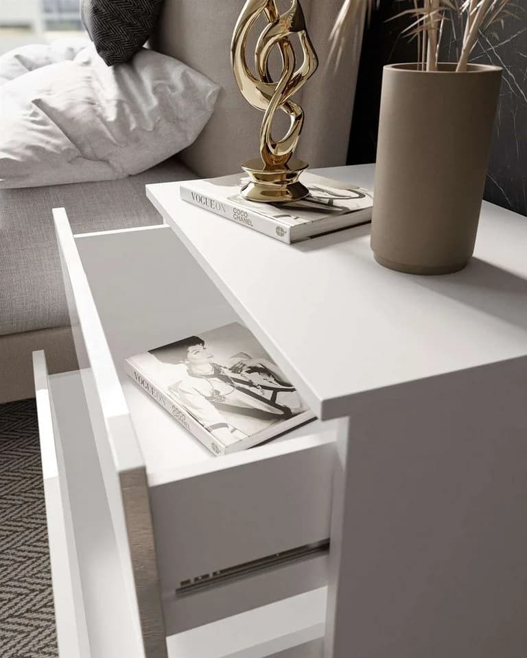 Lookway Nachttisch LINA Push-Open Hochglanz LED Weiß - Bild 3