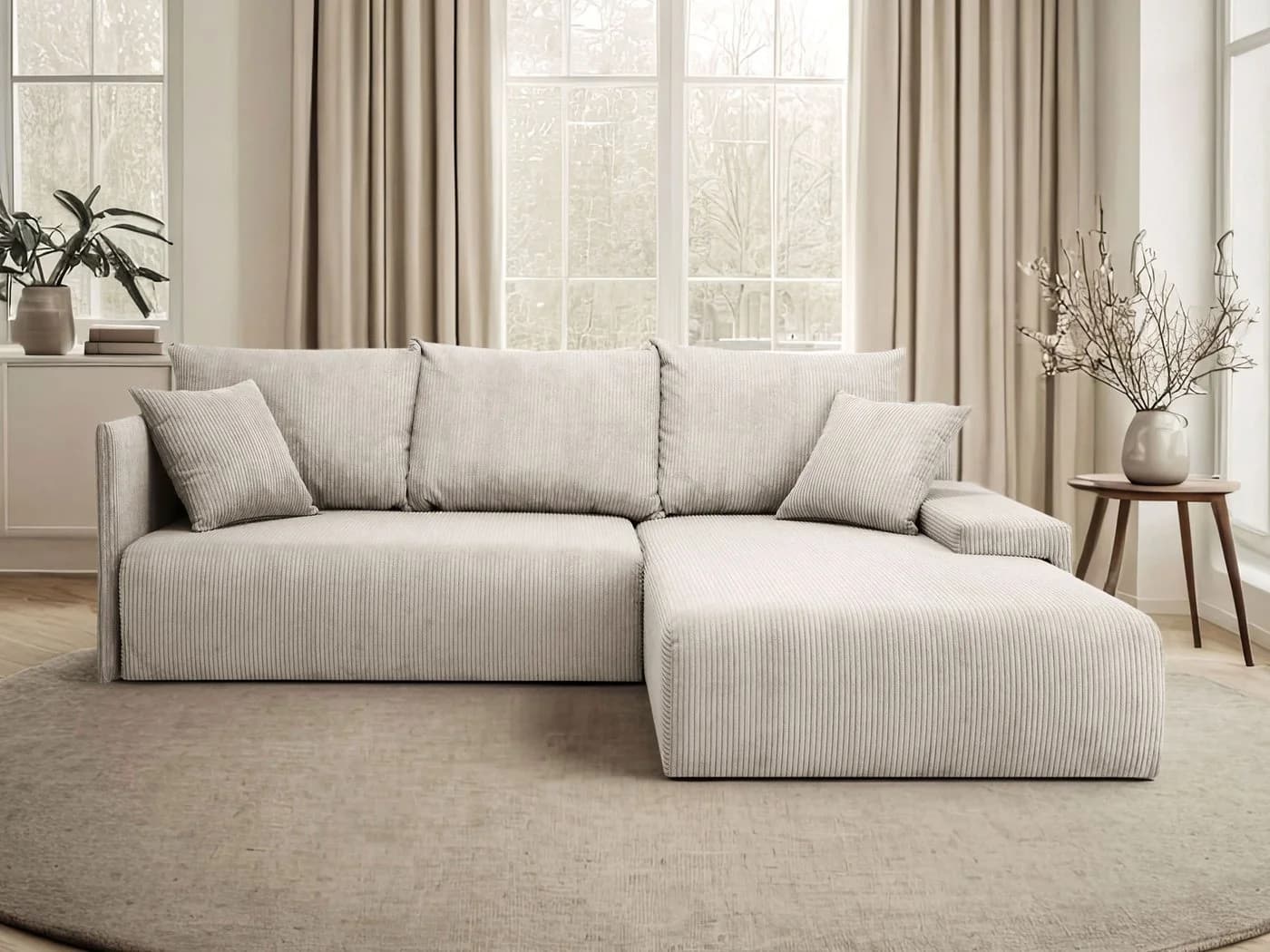 Lookway Ecksofa LAVIO L-Form mit Schlaffunktion Beige