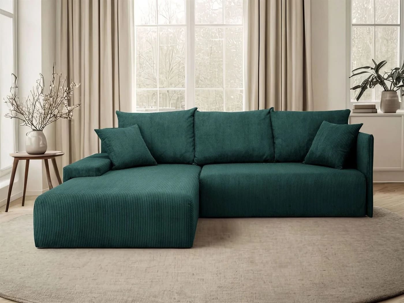 Lookway Ecksofa LAVIO L-Form Grün mit Schlaffunktion und Bettkasten - Bild 2