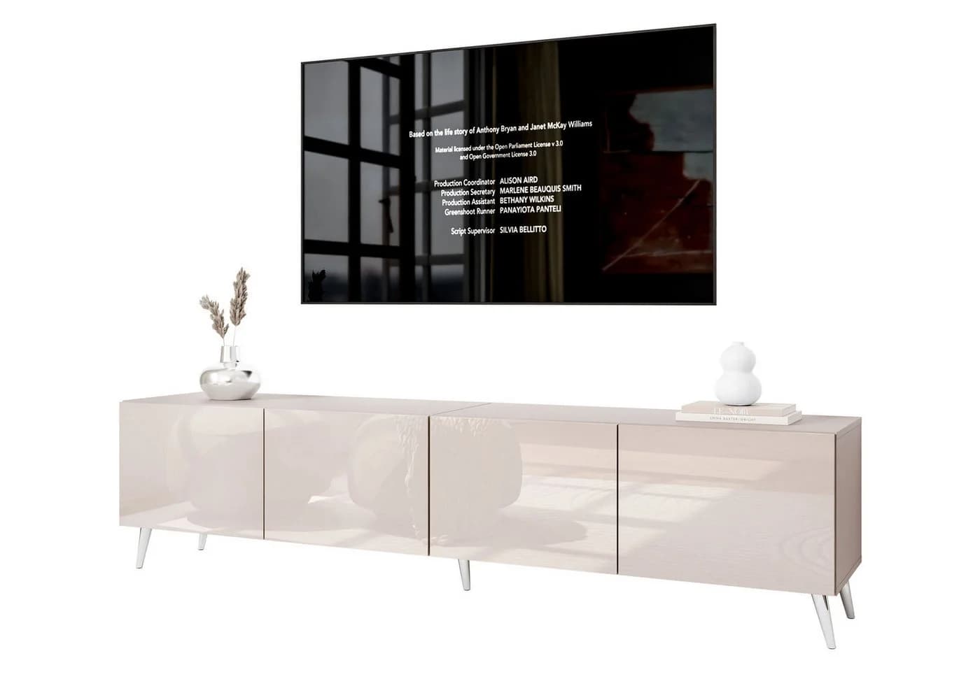 Lookway TV-Schrank COLGANTE 200 Kaschmir Hochglanz Metallbeinen - Bild 2