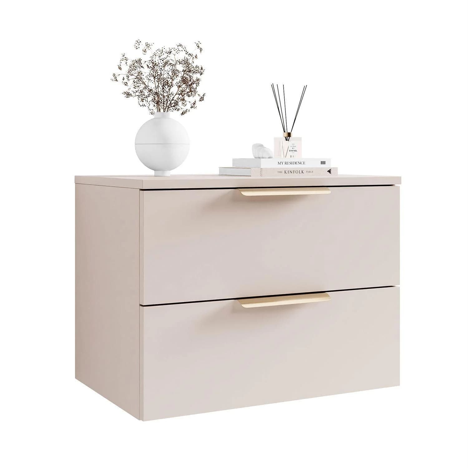 Lookway Nachttisch LINA 2S Kaschmir mit LED-Beleuchtung