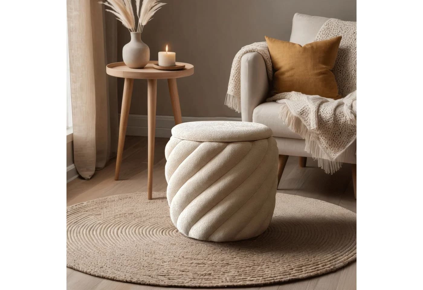 Lookway Hocker NOEL Gepolsterter Pouf mit Stauraum Aufklappbarer Sitzhocker