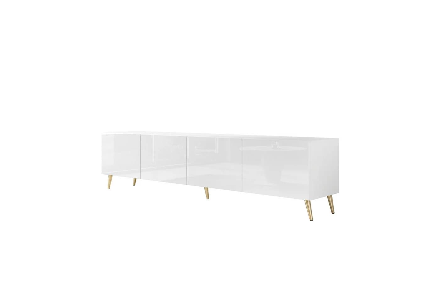 Lookway TV-Schrank AURA 200 Weiß Hochglanz mit LED und PUSH-to-OPEN - Bild 5
