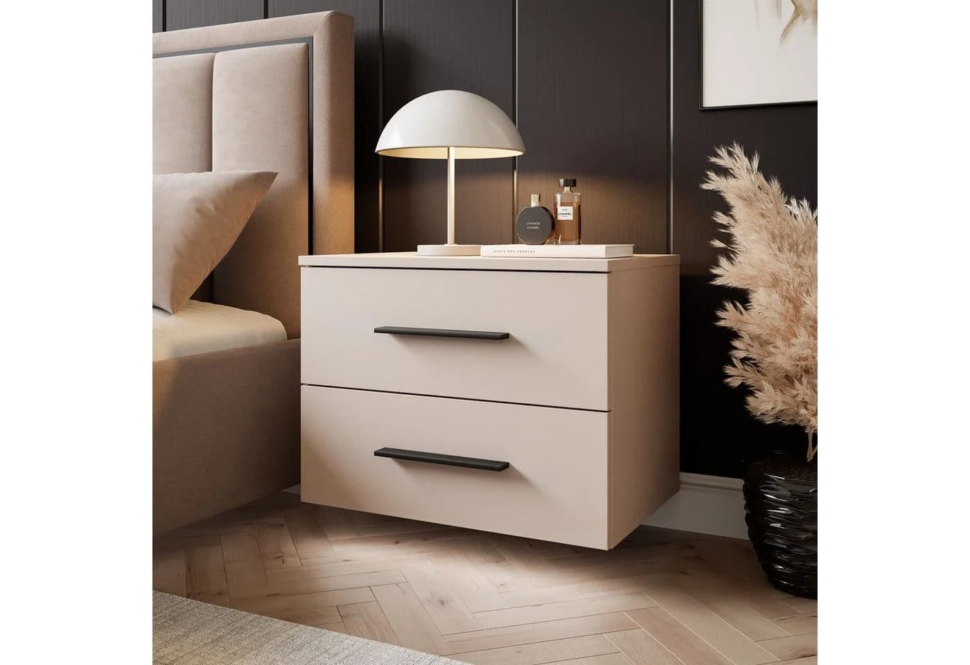 Lookway Nachttisch LINA 2S Kaschmir Hängend mit LED