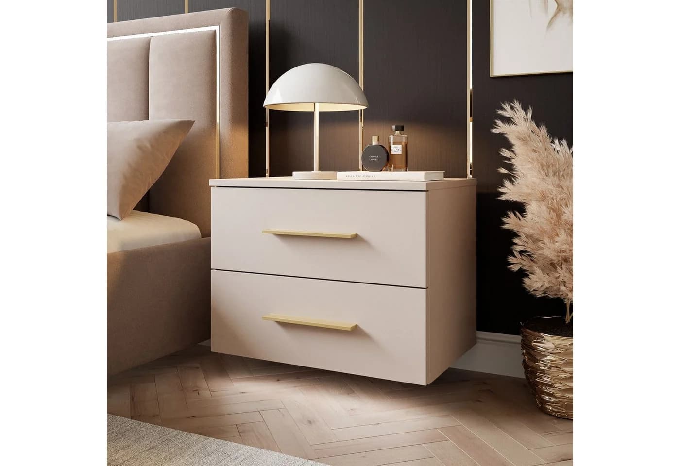 Lookway Nachttisch LINA 2S Kaschmir Hängend mit LED