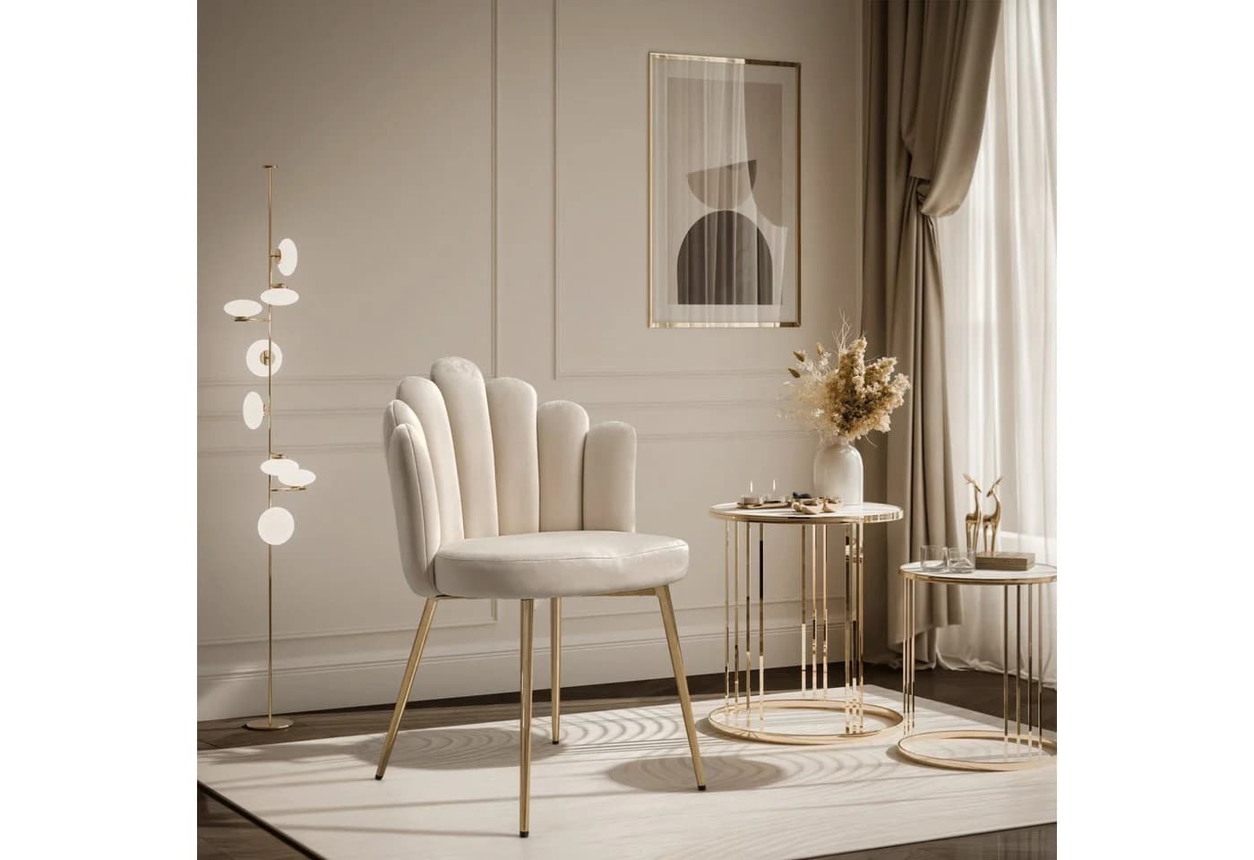 Lookway Polsterstuhl MARIS Beige mit goldenen Metallbeinen - Bild 3