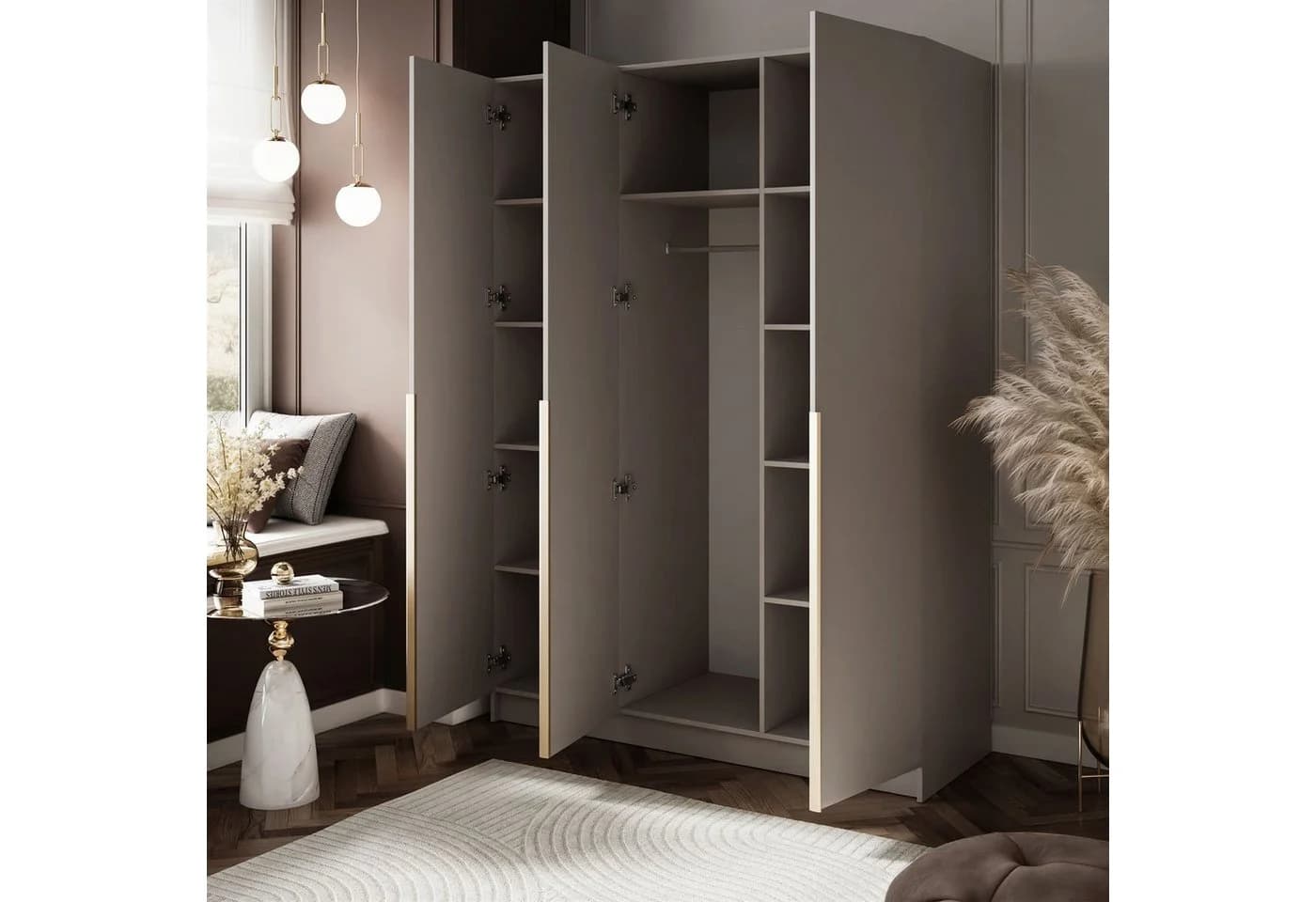 Lookway Kleiderschrank SAVAGE 3D Kaschmir Dreitüriger Schrank mit Kleiderstange - Bild 3