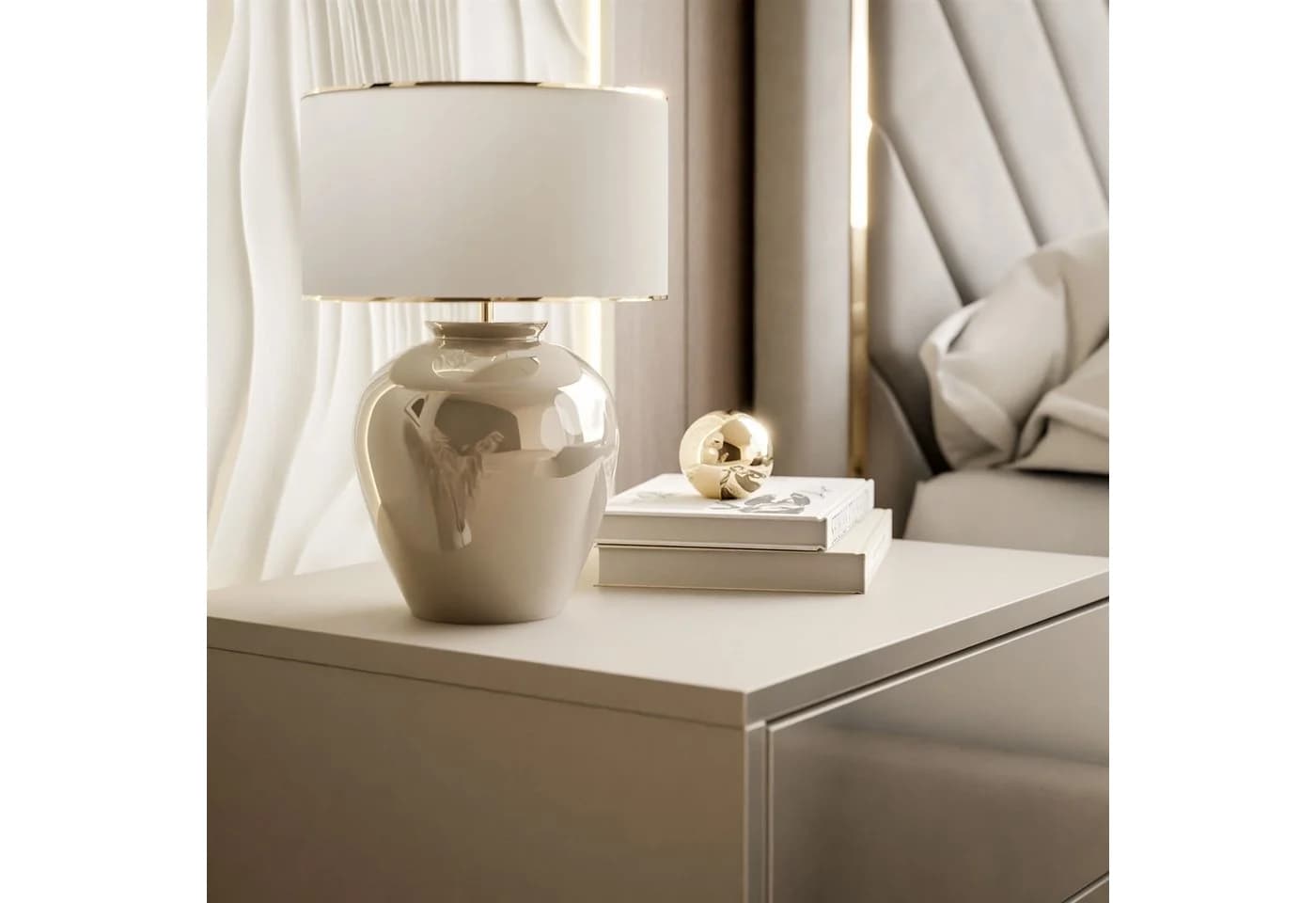Lookway Nachttisch BLANCO Kaschmir auf Gestell – Moderner Nachtschrank fürs Schlafzimmer - Bild 4