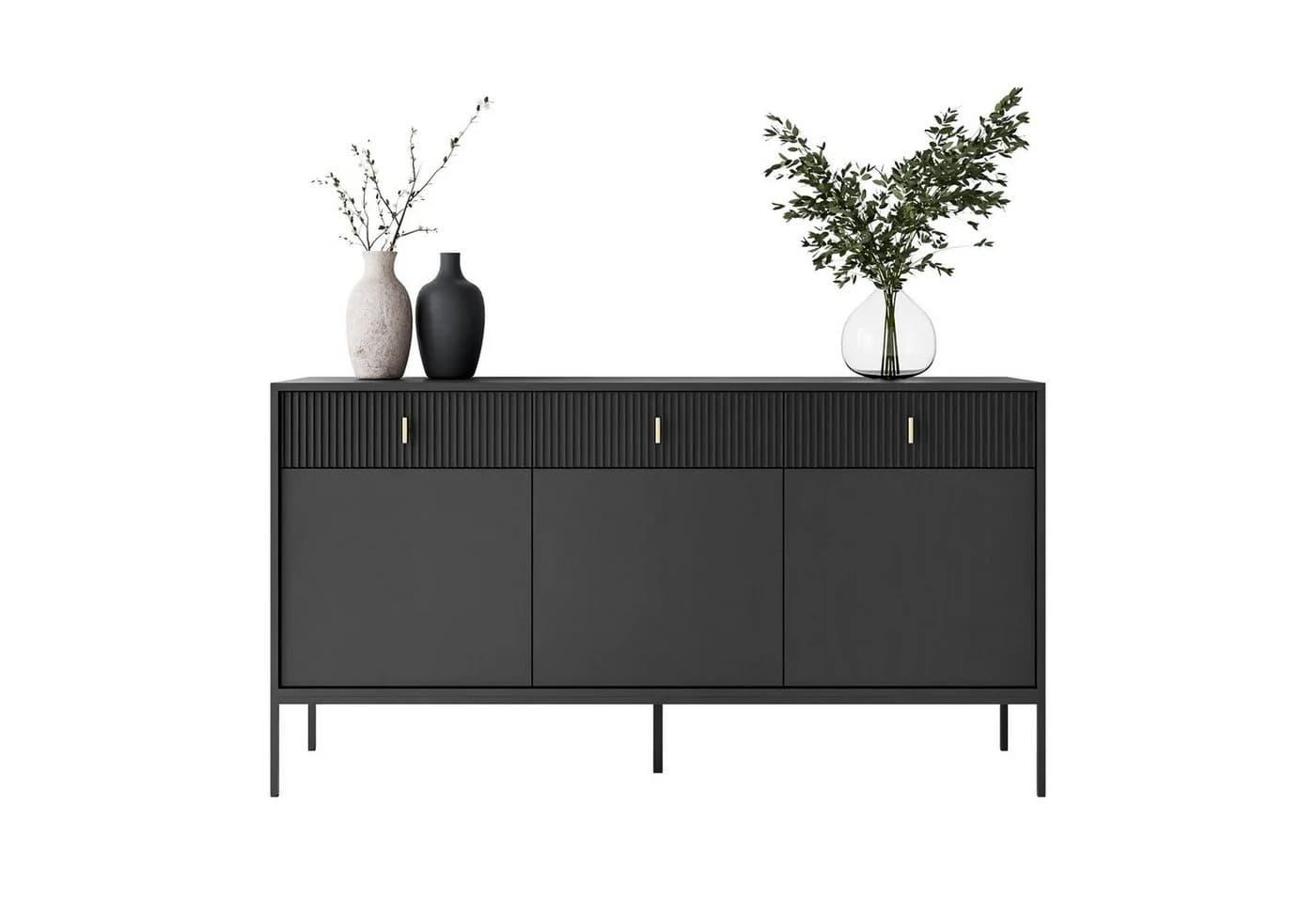 Lookway Kommode MIDNIGHT 3D3S Schwarz mit Schubladen und Schubladenfronten - Bild 2